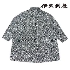 07T268☆ 伊太利屋 総柄 シャツ ジャケット オバーサイズ 春秋 Lのサムネイル