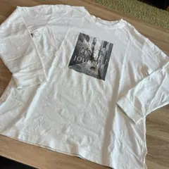 ホワイト 長袖 Tシャツ Sサイズ グラフィックプリント