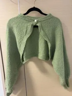 【SpRay Premium】グリーン ボア風 クロップドカーディガン