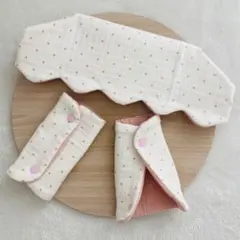 【ハンドメイド】ピンクドット×くすみピンクの抱っこ紐カバー3点セット