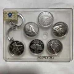 大阪万博EXPO'70／記念コインケース入り6枚セット（ホルダー付き）