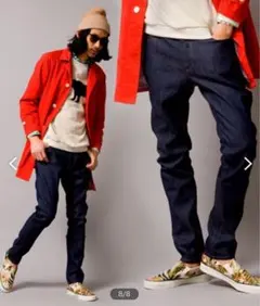 BEAUTY&YOUTH テーパードスキニーデニム Mジッパーポケット付き