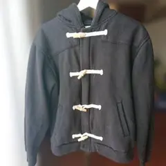 【HVC 】 ダッフル ブルゾン 裏ボアフード付きショートコート ブラック　L