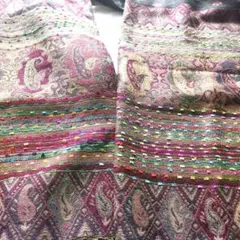 【極美品】パシュミナ BIGペイズリー柄 大判 ストール ピンク系 グレー系