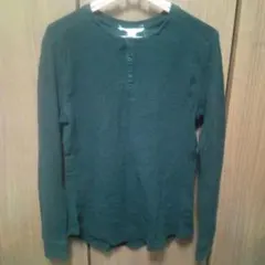 ブラック ヘンリーネック 長袖カットソー XS