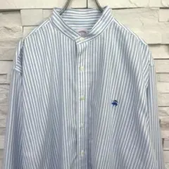 Brooks Brothers346 長袖スタンドカラーシャツ ストライプ 刺繍