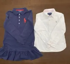Polo Ralph Lauren ネイビーワンピース & ホワイト 長袖シャツ