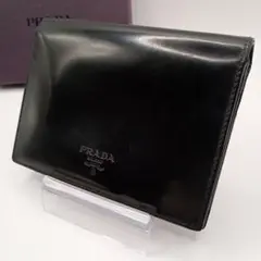 PRADA プラダ エナメル 三つ折り 財布 パテントレザー ブラック 箱付き