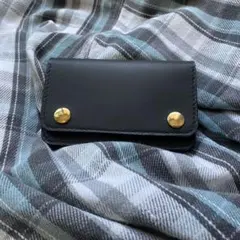 【本革】ミドルトラッカーウォレット　黒　二つ折り財布　お札おらずに収納