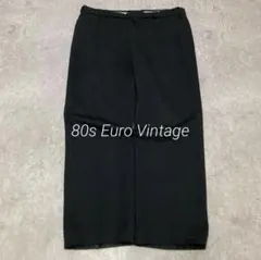 80s ユーロ古着 細畝コーデュロイスラックス ブラック W39 OP