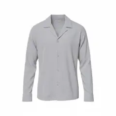 美品 ティーケー タケオキクチ 長袖 オープンカラー シャツ ライトグレー L