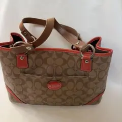 COACH シグネチャー トートバッグ ブラウン オレンジのサムネイル