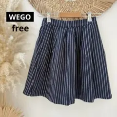 WEGO【ブラウニー】ストライプ柄ギャザーフレアスカート◇ネイビー系・Fサイズのサムネイル