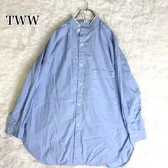 トラディショナルウェザーウェア TWW ビッグシャツ バンドカラー 青 Sのサムネイル