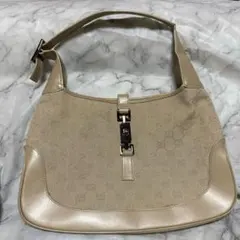 Gucci ジャッキー GGキャンバス×レザー ショルダーバッグ 肩掛けベージュ