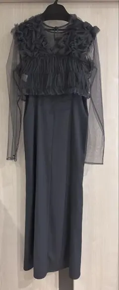 【美品】3wayフリルドレス blue オケージョン 結婚式 お呼ばれドレス