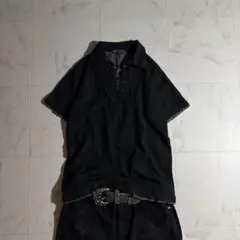 y2k lace up ribbed polo layered grungeのサムネイル