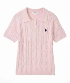 U.S. POLO ASSNケーブルニット ポロシャツ ピンク ※ロゴホワイト