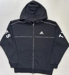adidas ブラック フルジップ パーカー size：L