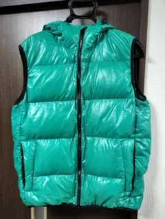 美品★グローバルワーク★ダウンベスト★ブルーグリーンL