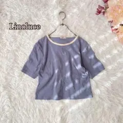 ⚫︎Linoluce 配色クロップドカットソー（M）五部袖　大人ガーリー　リブ