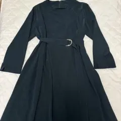 ［☆ダークグリーン ベルト付き七部長袖ロングワンピース上品 冠婚葬祭お出かけ☆］のサムネイル
