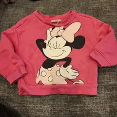 ベビーギャップミニーマウスディズニーピンクトレーナートップス裏起毛
