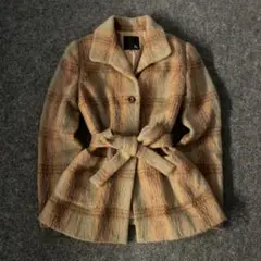 90s vintage チェスターコート　モヘヤ　チェック柄　y2k 36