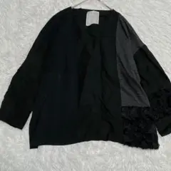 BEARDSLEY ビアズリー 黒 ブラック パッチワーク　カットソー　長袖　F