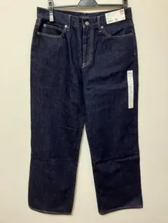 新品・タグ付き UNIQLO ワイドストレートジーンズ 28（71㎝） ネイビー