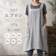 エプロン 원피스 コットンリネン ゆったり Aライン体型カバー グレー 4XL