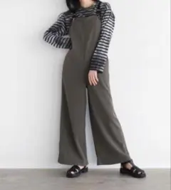 ヤマダヤ【ラディエイト】サスペンダー付きワイドサロペット　チャコールグレー♡