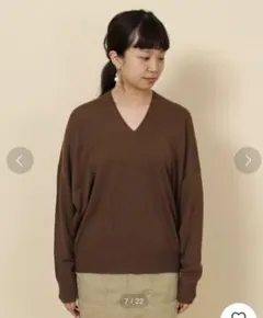 【新品】coen＊Vネックニット ブラウン 無地 FREEサイズ