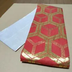 し*ら様 赤と金の幾何学模様 半幅帯