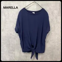 # MARELLA マレーラ　ネイビー 半袖Tシャツ 前結びデザインのサムネイル