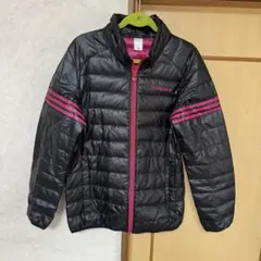 アディダス ダウンメンズ●黒✕ピンク軽量 美品