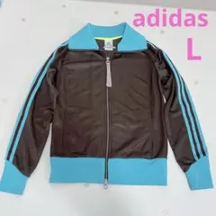 adidas アディダス トラックジャケット ジャージ ブラウン 茶色 水色