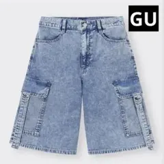 GU ライトデニムカーゴハーフパンツ　ブルー
