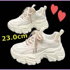 大人気⭐︎厚底スニーカー　ダッドスニーカー韓国♡ホワイト ベージュ　23.0cm