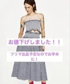 ZARAwoman ギンガムチェックスカート ビスチェセット Sサイズ