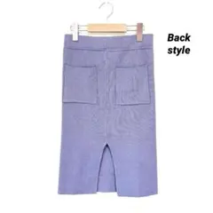 フィフス（F）ニットタイトスカート ひざ丈 バックスリット ライトパープル 紫