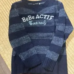 BeBe 長袖カットソー 130 ネイビー ストライプ
