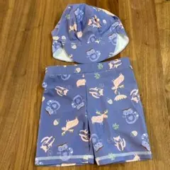 キッズ水着 80㎝ 男の子 日よけ帽子つき 2点セット 動物柄