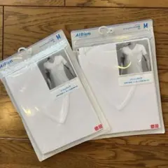 AIRism メッシュVネックTシャツ Mサイズ ホワイト　2枚セット
