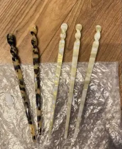 未使用品　ヘアアクセサリー　ツイストデザインかんざし5本セット　簪　髪飾り