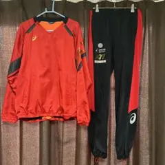 ASICS ジャージセット レッド ブラック