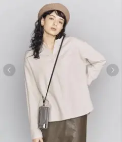 【美品】UNITEDARROWSスキッパーネックロングスリーブカットソー