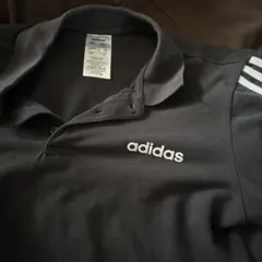 adidas ブラック ポロシャツ 3本ライン