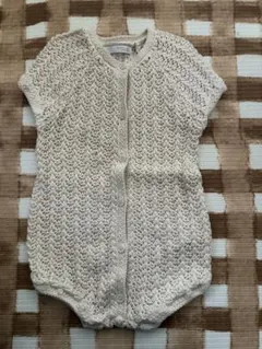 ZARA クリーム色 レース編みロンパース 80