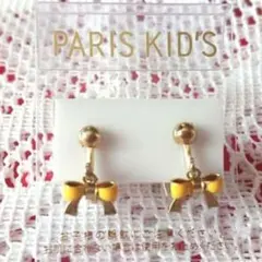 PARIS KID'S リボンモチーフ イヤリング イエローのサムネイル